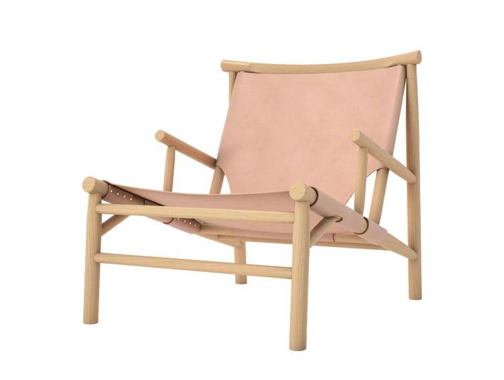 NORR11 Samurai Loungestuhl Ledersitz Eiche Natur