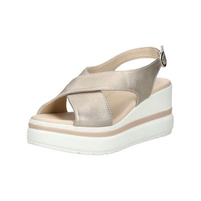 Keilsandalette NERO GIARDINI "Nero Giardini Sandalen Leder", Damen, Gr. 41, Leder, beige, Schuhe