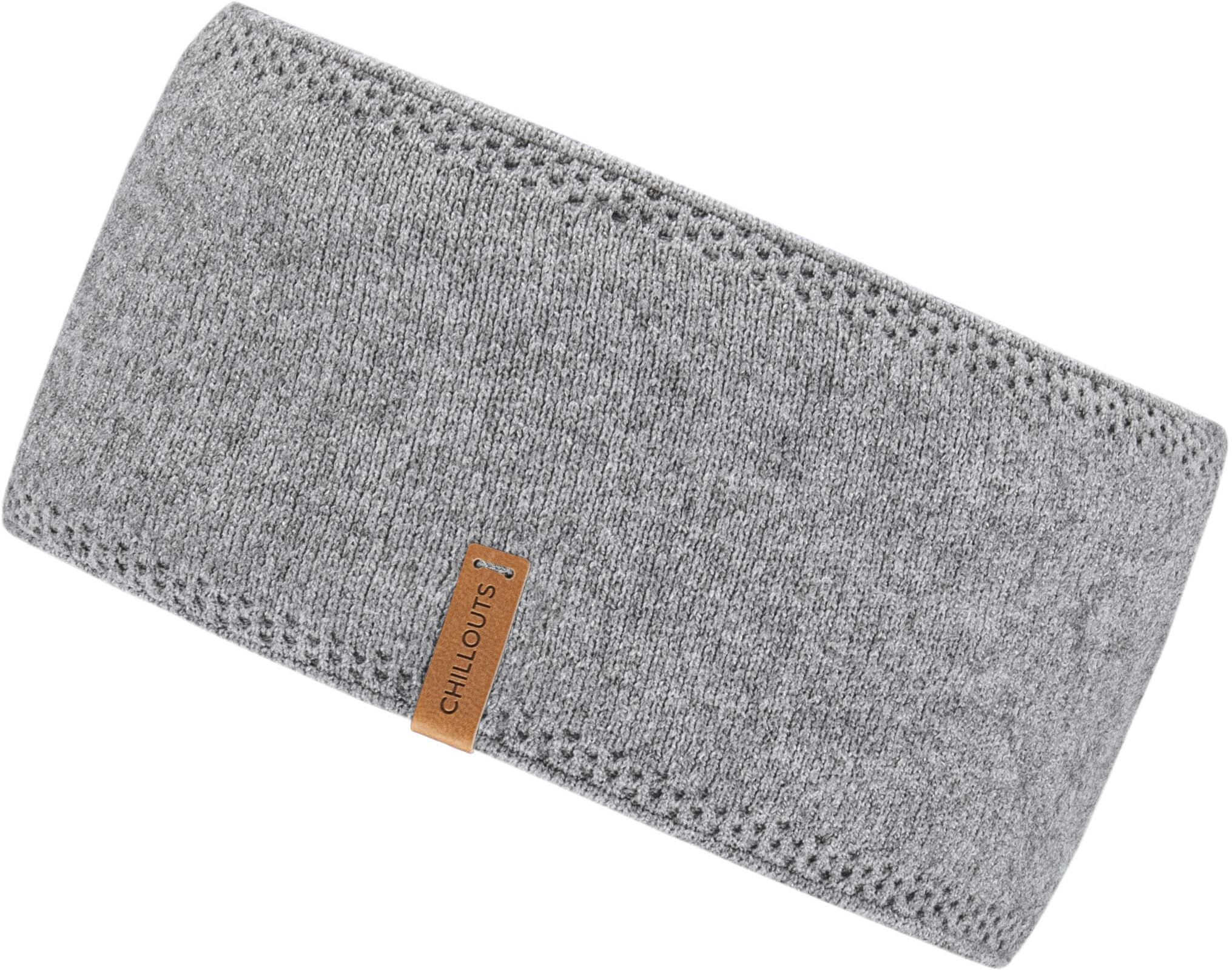 Stirnband CHILLOUTS "Erica Headband", Damen, grau, Baumwollmischung, unifarben, Mützen Stirnband, extrabreit und besonders warmhaltend