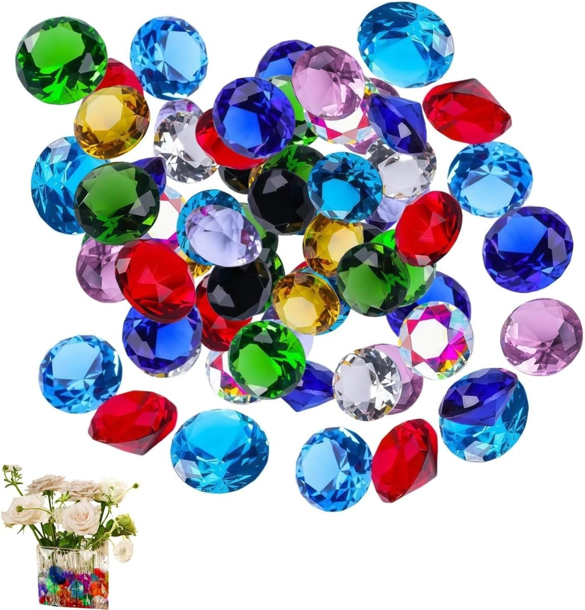 Set van 100 kleurrijke acryl diamanten van 20 mm voor sieraden en decoratie