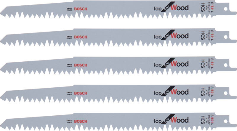 Bosch Säbelsägeblatt S 1531 L, Top for Wood, 5er-Pack 2608650676