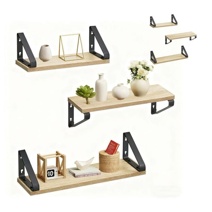 Relaxdays Wandrek set in industriële stijl met hout-effect en metaal, zwart/bruin