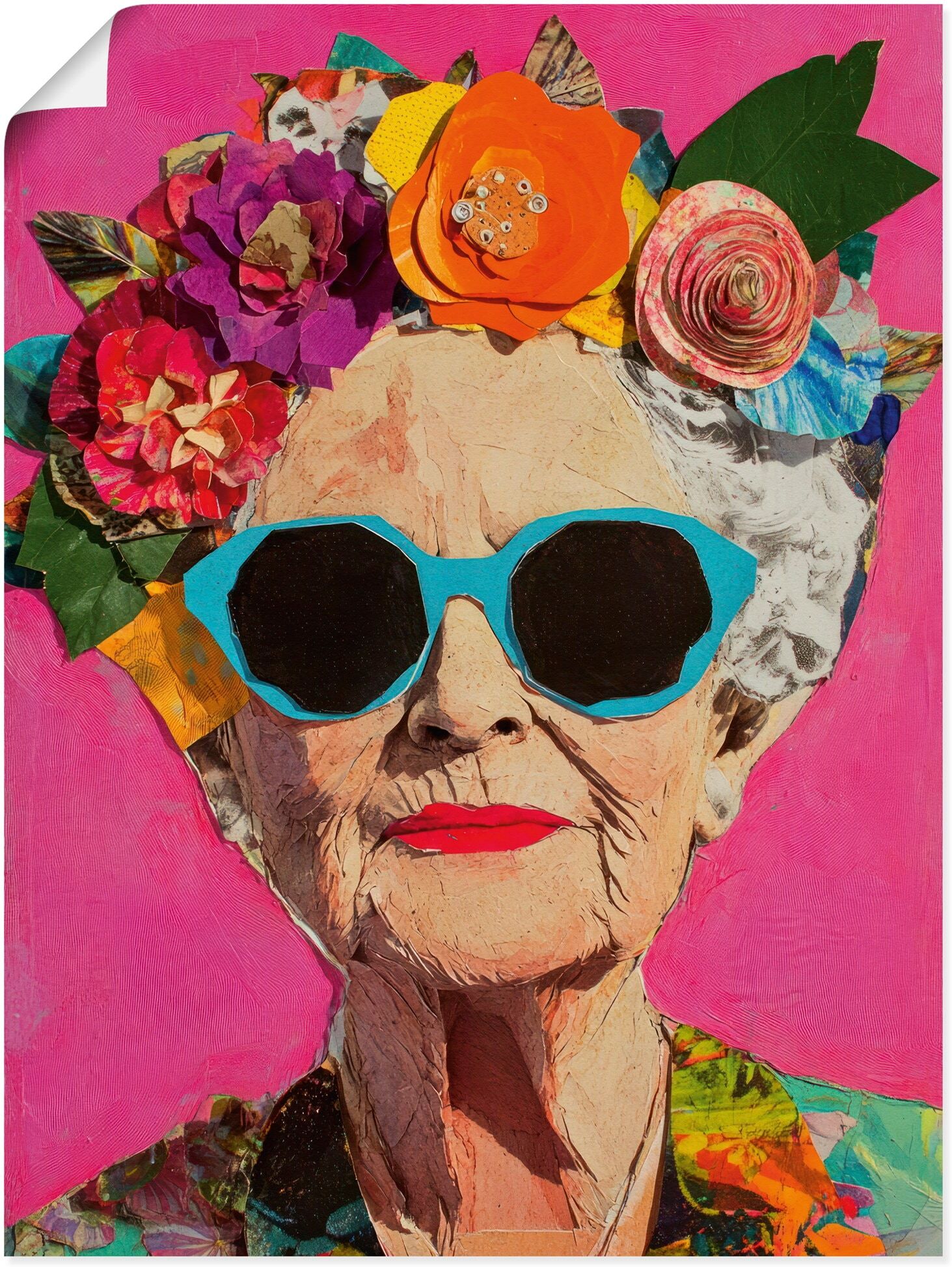 Artland "Wild und fabelhaft, Frau mit Blumenkranz" Bilder von Frauen 1 Stk. tlg. als Alubild, Leinwandbild, Poster, Wandaufkleber in verschied. Grössen farbe bild(er): farbig B/H/T: 90cm x 120cm, Poster Bilder von Frauen Hochformat, 1 Stk.