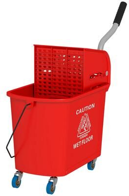 CoolArea 21 Quart Mop Bucket on Wheels with Mesh Wringer and Press Grip for Floor Cleaning