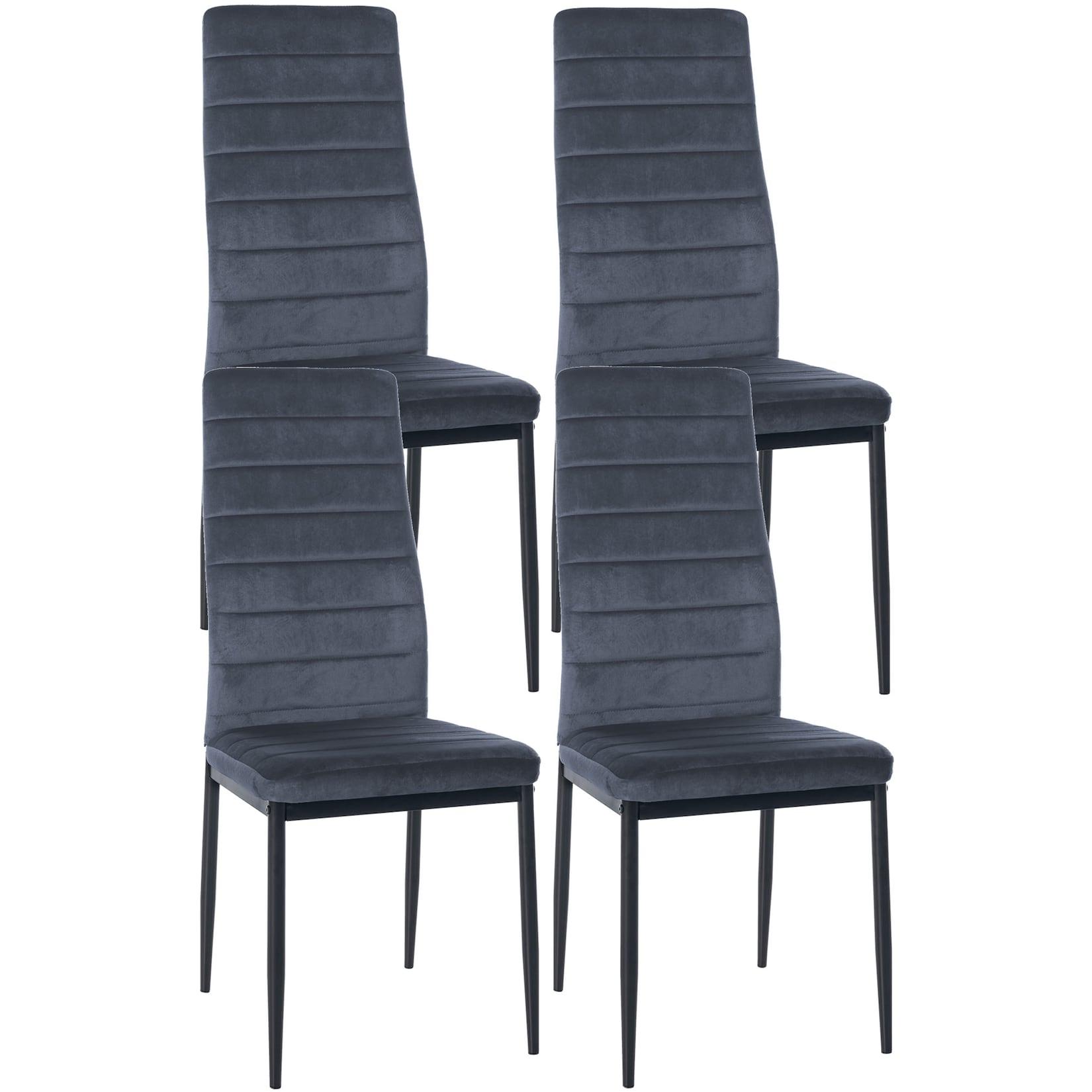 CLP 4er Set Esszimmerstühle Mayfair Samt Farbe: hellgrau, Material: Samt