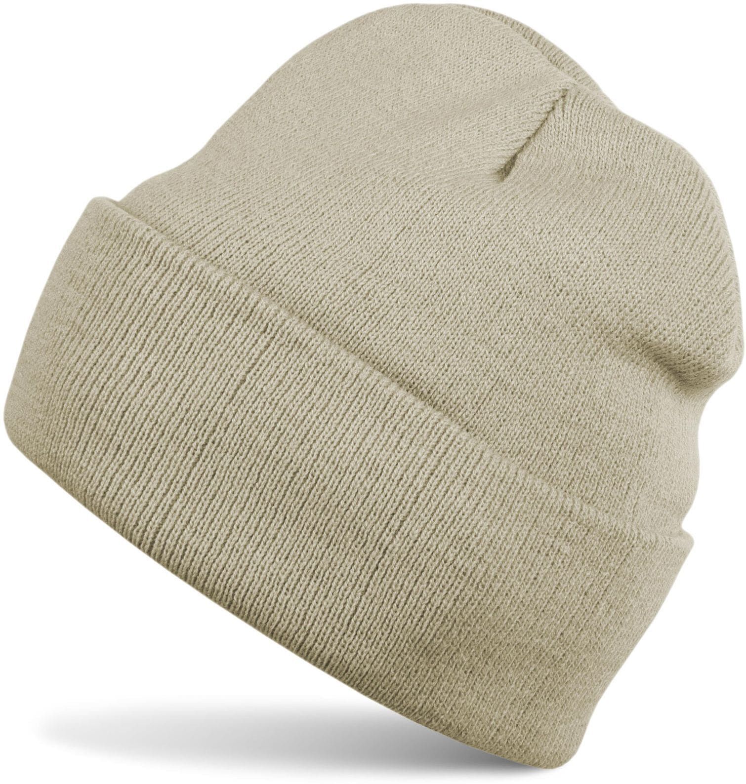 Strickmütze STYLEBREAKER "Winter Strickmütze mit Krempe", Herren, beige, Obermaterial: 100% Polyacryl PAN., Modisch, Mützen Strickmütze