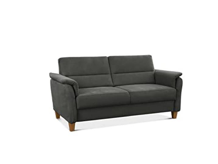 CAVADORE 3er-Sofa Palera mit Federkern / Kompakte Dreisitzer-Couch im Landhaus-Stil / passender Sessel und Hocker optional / 179 x 89 x 89 / Mikrofaser, Grau