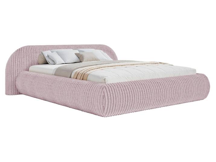 Selsey Shels - Lit rembourré\, tissu rose\, 200x200 cm