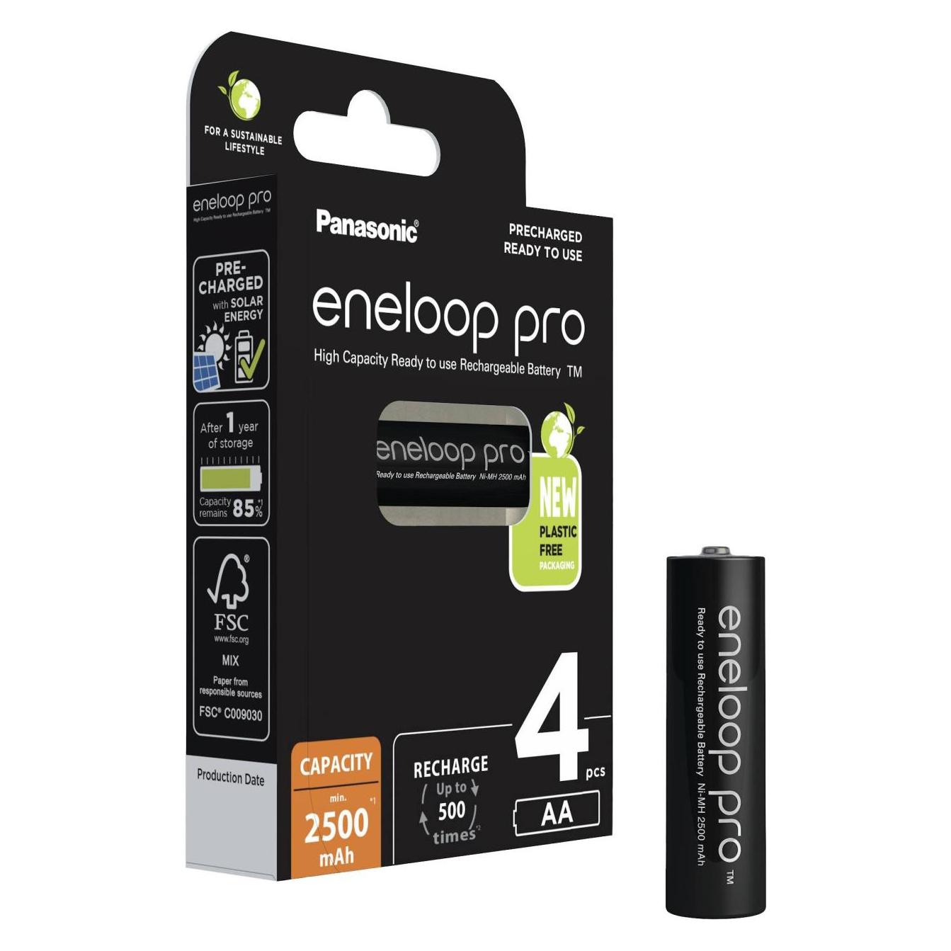 Panasonic Eneloop Pro (4 Stk., AA, 2500 mAh) (BK-3HCDE/4BE)