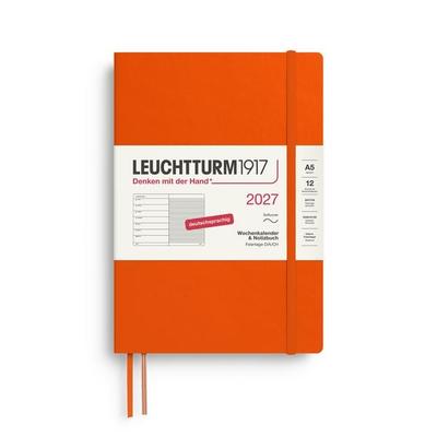 Wochenkalender & Notizbuch Medium (A5) 2027, Softcover, Pumpkin, Deutsch