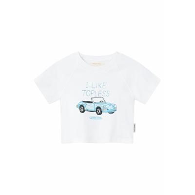 T-Shirt ANOTHER COTTON LAB "Another Cotton Lab Topless Crop Top", Damen, Gr. XL, weiß, 100% Baumwolle, bedruckt, normal, Rundhals, Shirts T-Shirt