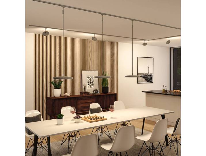 Paulmann URail LED-Spot Hildor, chrom, 3.000K, 3-step-dim dimmbar, alu / grau / zink, für Arbeitszimmer / Büro, Metall, Modern