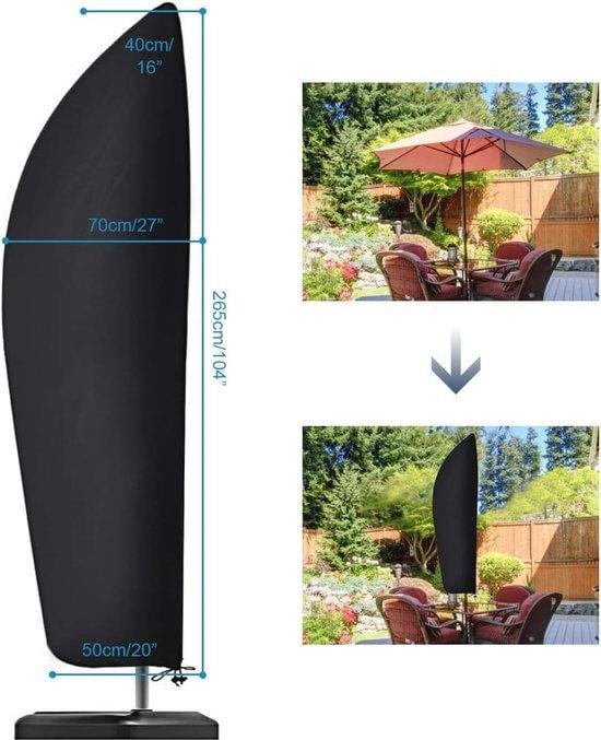 Waterdichte strandparasol in zwart polyester - 265 cm