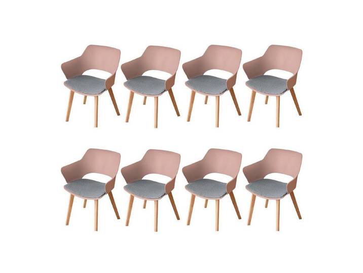 LuxusKollektion Esszimmerstuhl Esszimmerstuhl 8er Set Polsterstuhl 8er-Set Matte Bohnenpastenfarbe