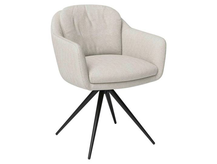 Joop! Armlehnstuhl, Schwarz, Beige, Metall, Textil, Rundrohr, Drehkreuz, 63x83x65 cm, Emas, Dgm, Goldenes M, Lederauswahl, Stoffauswahl, Typenauswahl, Esszimmer, Stuhl, Polsterstühle