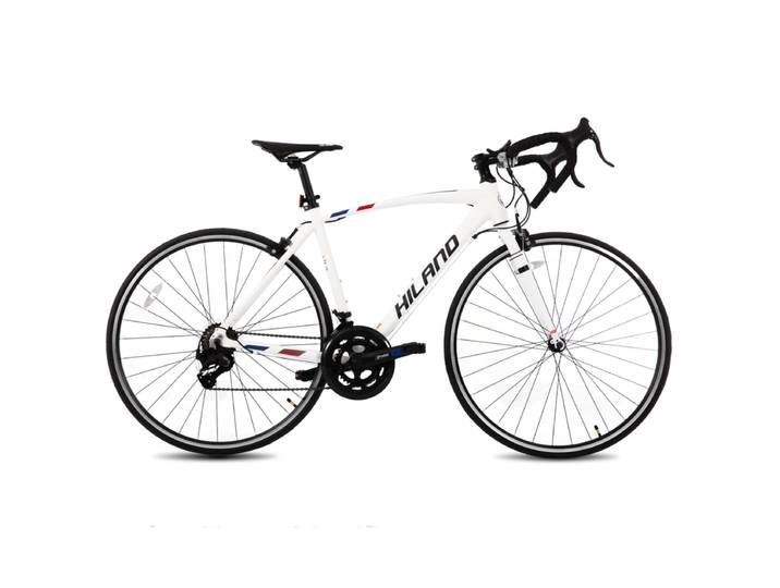 Hiland, Alliance, Vélo de route 700C pour adultes, léger, pour hommes et femmes, vélo de course, vélo de ville, 14 vitesses, blanc, S