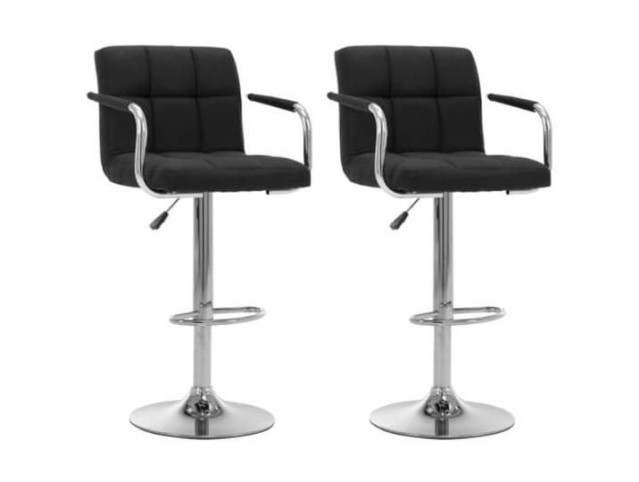 TEKGHUT Barstuhl Set 2er Stoff Schwarz Höhenverstellbar Chromgestell, 360 Grad Drehbar, Gasfeder, Polsterung, Küchentheke, Esszimmer