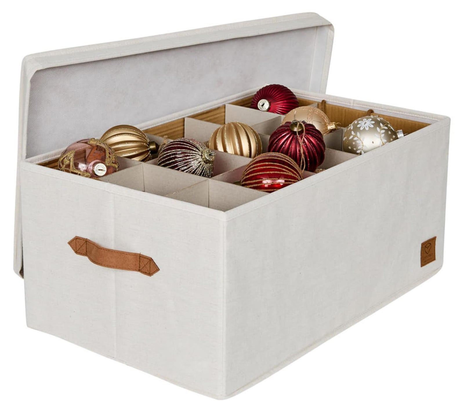Dripio Opbergdoos met deksel en handvatten, beige, textiel en hout
