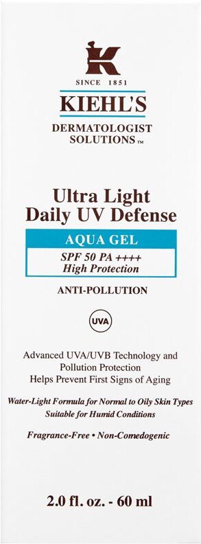 Kiehl's Dermatologist Solutions Ultra Light Daily UV Defense Aqua Gel SPF 50 PA++++ fluide protecteur ultra léger pour tous types de peau, y compris peau sensible SPF 50+ 60 ml