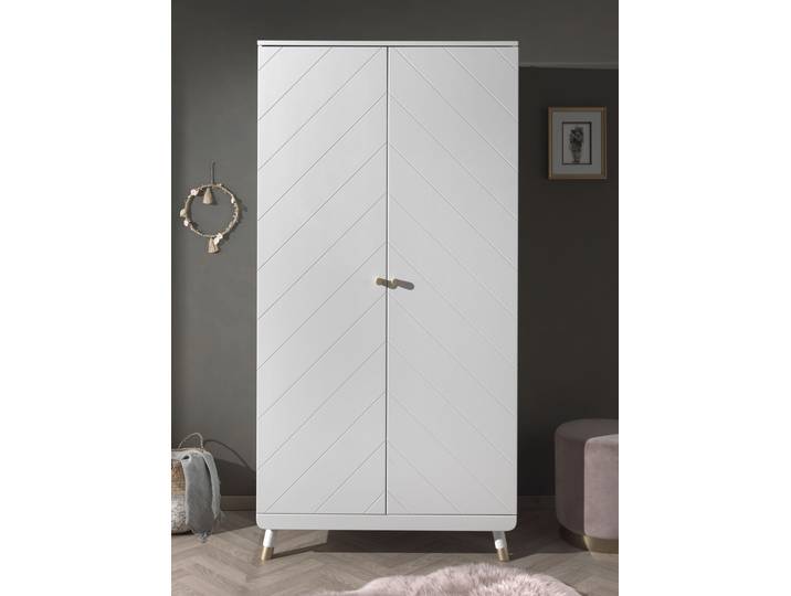 Kleiderschrank VIPACK Billy , weiß, B:100cm H:200cm T:59cm, Schränke, Kleiderschrank Drehtürenschrank, MDF-Oberfläche
