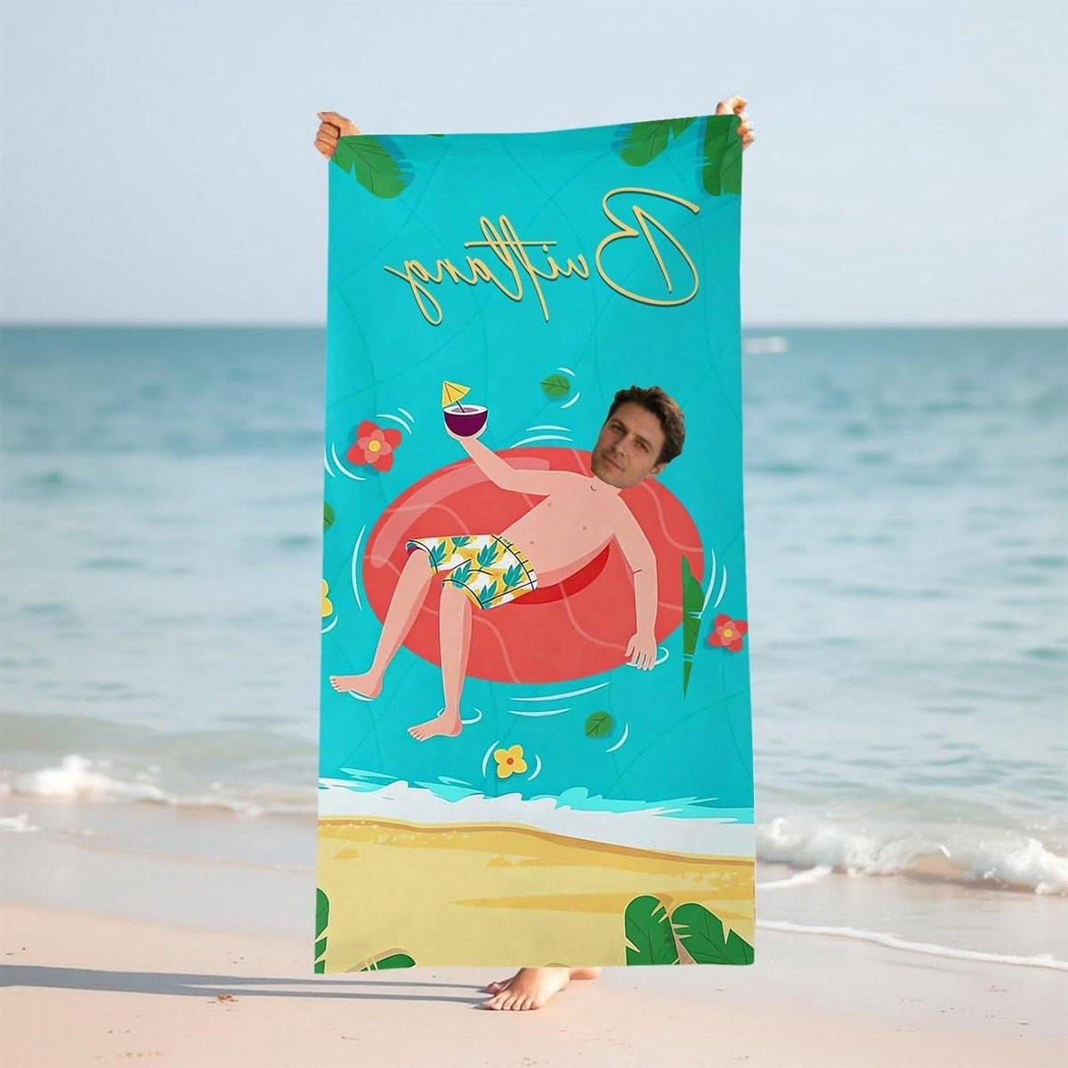 Persoonlijk Strandlaken van Microvezel met Eigen Foto Ontwerp - Wit - 75 x 150 cm