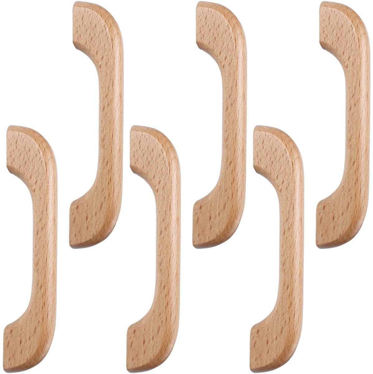 Dailygoods Houten Handgrepen - 6 Stuks - Retro Meubelbeslag