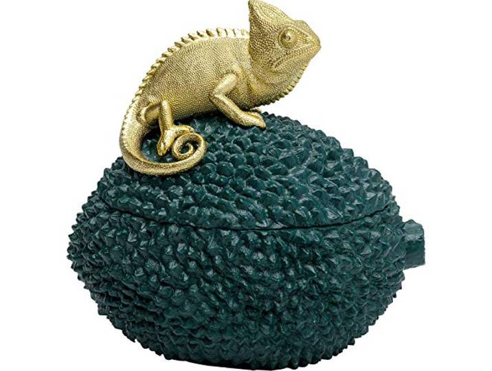 Kare Design Deko Dose Chameleon, Gold/Petrol, 20x20x16 cm fürs Wohnzimmer, vielseitig kombinierbar