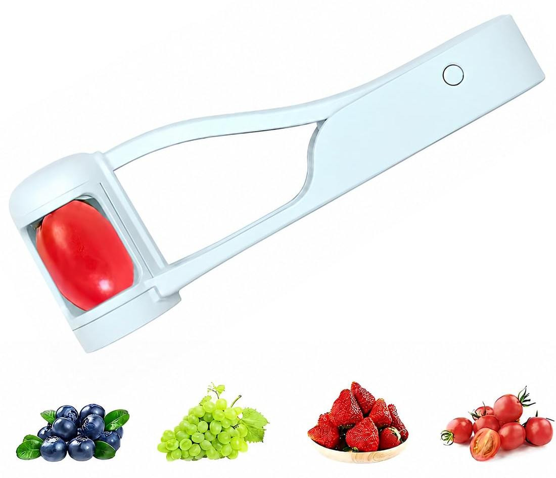Dripio Vruchtensnijder en tomatensnijder, lichtblauw, roestvrij staal
