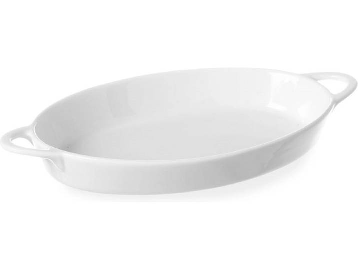 HENDI Ovale tapasschaal – porselein – 0\,35L – wit – met handgrepen – vaatwasser- en ovenbestendig