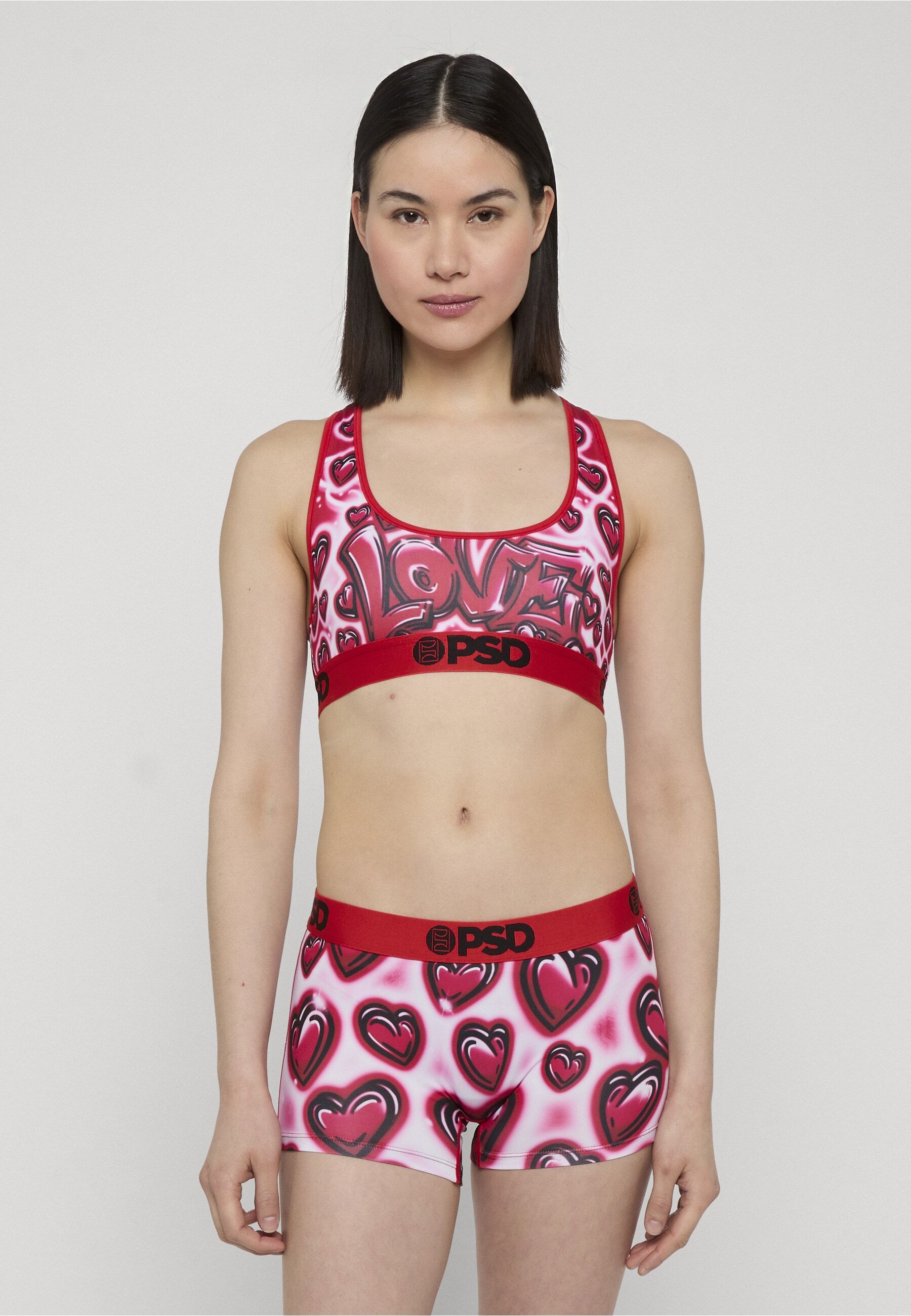 Sport-BH PSD "PSD LOVECORE SB", Damen, Gr. S, Cup 0, rot (multi), 88% Polyester, 12% Elasthan, BHs Sport-BH