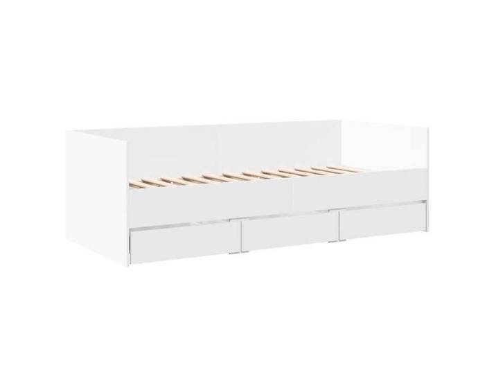 (En Promotion)Lit 1 PERSONNE 90x200cm Cadre de lit de jour Contemporain avec tiroirs sans matelas blanc 90x200cm L569839