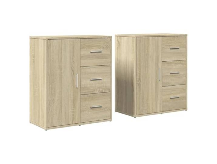 GHVBNMF Sideboard 2er Set Sonoma-Eiche 60x31x70 cm Kommode Schrank Stabiler Beistellschrank aus Holzwerkstoff für Flur und Wohnzimmer mit viel Fläche für Lampen und Bücher.