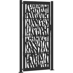 vidaXL Gartentor Schwarz 105x205 cm Stahl Spurendesign