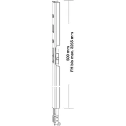 GU, Türgriff + Türgarnitur, HS Getriebeverlängerung, L=500 mm, Alu silber eloxiert (Türgriff)