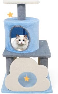 "Costway 31.5"" Cute Modern Cat Tree Multi-Level Kitten Tower-Blue"