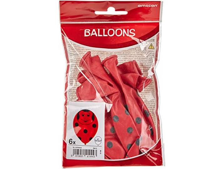 Amscan INT996522 - latex ballonnen kevers, 6 stuks, circa 28 cm, verjaardag, ballon