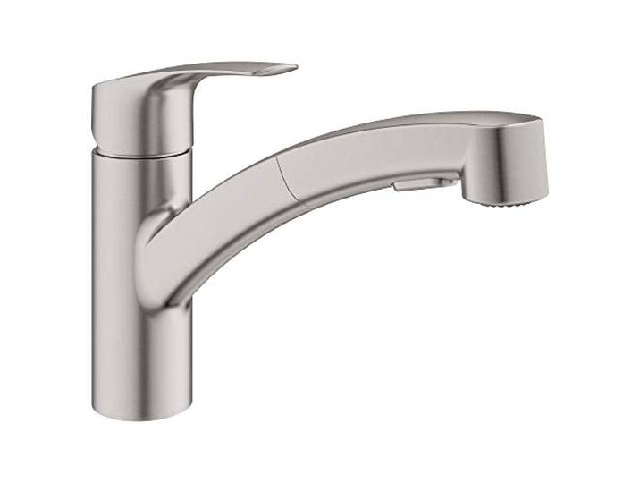 GROHE Eurosmart 30306DC1 Einhandmischer mit Doppelstrahl, ausziehbarer Küchenarmatur, Supersteel
