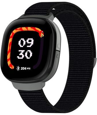 Everyday Crate Fitbit Ace LTE Nylon Loop Watch Band Adjustable Replacement Strap For Everyday Comfort black