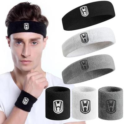 Uplifted Finds Cotton Athletic Headband And Wristband Set For Sports And Fitness gray