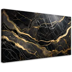 WANDBILD schwarz weißer marmor mit gold