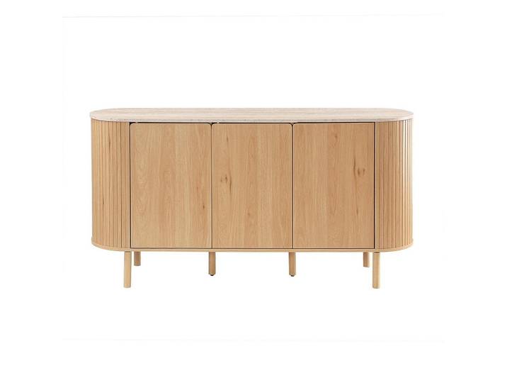 Calicosy Sideboard 3 Türen mit Travertin-Dekorplatte B160 cm - Helios, Apfelbaumfarben, 40x80x160 cm, Esszimmer, Anrichten