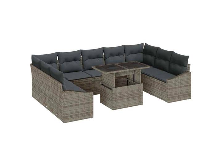 vidaXL Loungesofa Garten-Sofa-Set 10 stk. Grau, 10 Teile