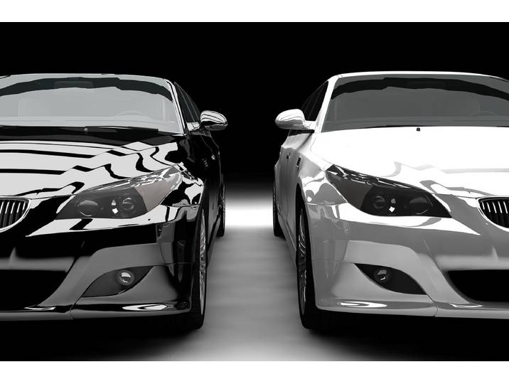 Fototapete PAPERMOON Schwarz-Weiss-Limousinen , bunt, B:5m L:2,8m, Vlies, Tapeten, Fototapete