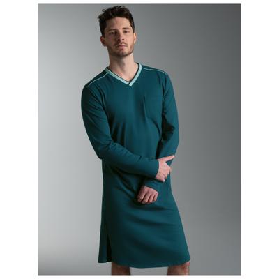 Pyjama TRIGEMA "TRIGEMA Nachthemd aus Biobaumwolle", Herren, Gr. 3XL, grün (saphir), Single Jersey, 100% Baumwolle (Bio-Baumwolle kbA), Basic, V-Ausschnitt, Homewear-Sets Pyjama