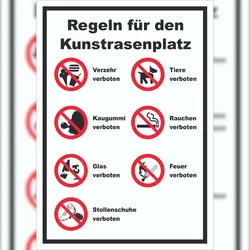 HB-Druck Schild Regeln Kunstrasenplatz hochkant A1 (594x841mm)