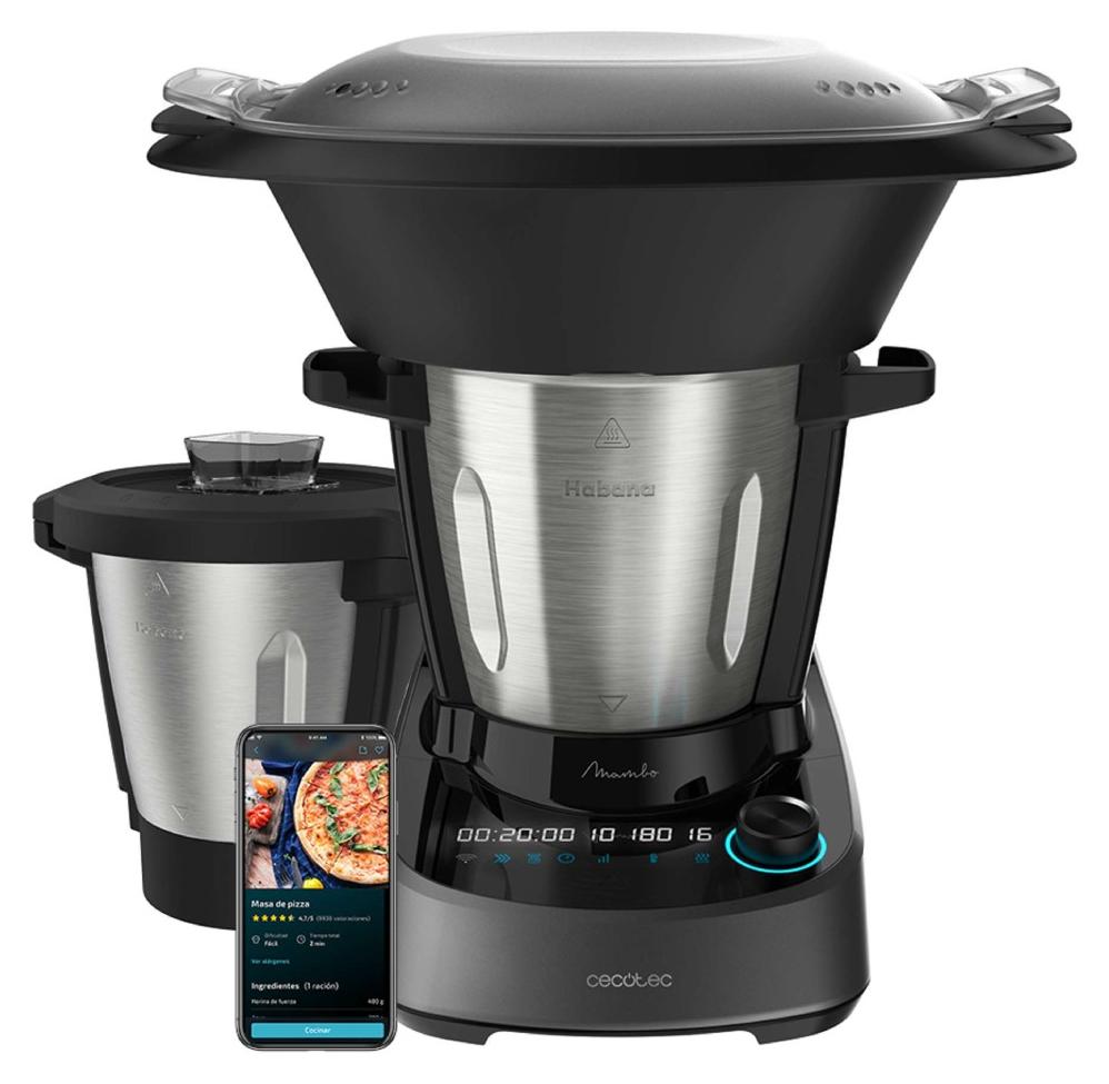 Cecotec Mambo 11090 Habana, 3,3 l, Kochen, Teig, Kneten, Slow Cooking, Stew, 720 min, Schwarz, Edelstahl, Drehregler, Berührung, Edelstahl