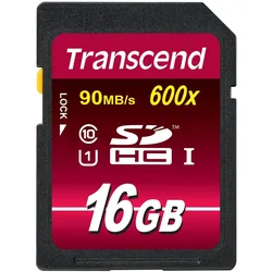Transcend SDHC Ultimate Card (16 GB, SDHC, U1, UHS-I), Speicherkarte, Blau