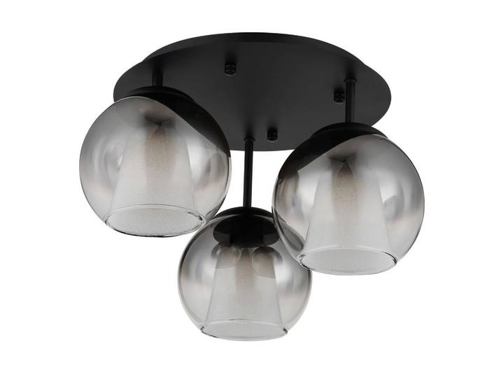 Globo Deckenleuchte Barry, Grau, Klar, Schwarz, Metall, Glas, 28.5 cm, CE, Lampen & Leuchten, Innenbeleuchtung, Deckenleuchten, Deckenleuchten