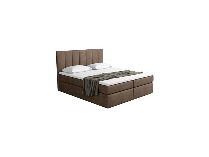 Design Boxspringbett „Saudade“ mit Ablagefach, Kunstleder Dunkelbraun BLOOMINGLOFT Collection