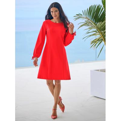 Jerseykleid HEINE "Jersey-Kleid", Damen, Gr. 42, Normalgrößen, rot (erdbeere), Jersey, 70% Viskose, 27% Polyester, 3% Elasthan, unifarben, kurz, Rundhals, Kleider Jerseykleid